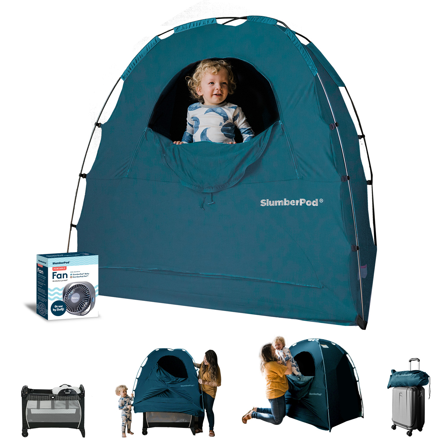 SlumberPod Portable Pack n Play Blackout Cover and Fan, Unisex Baby