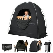 SlumberPod The Original Blackout Sleep Tent Travel Essential for Babies and Toddlers, Mini Crib and Pack N Play Cover, Sleep Pod for Kids with Monitor Pouch and Fan Pouch, Blocks 95% Light, Black