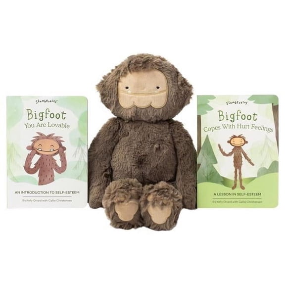Slumberkins 9101428 3 Piece Bigfoots Self-Esteem Plush & Book Kin Set - Brown
