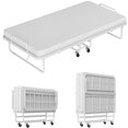 thumbnail image 1 of Slumbrae Folding Bed with Mattress, Twin Size, Heavy Duty Steel Slat Frame, Portable Rollaway Bed with Memory Foam Mattress with Bamboo Rayon Cover, Easy Assembly, Ideal for Guests & Camping, White, 1 of 7
