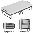 thumbnail image 1 of Slumbrae Folding Bed with Mattress, Twin Size, Heavy Duty Steel Slat Frame, Portable Rollaway Bed with Memory Foam Mattress with Bamboo Rayon Cover, Easy Assembly, Ideal for Guests & Camping, Black, 1 of 7
