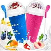 Ragnify Slushy Maker Cups 2-Pack - DIY Slushie Ice Cup For Kids & Adults, 500ml Double-Layer Squeeze Cups (Blue & Green)