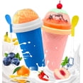 thumbnail image 1 of Slushie Cup, 2 Pack Slushy Maker Cups, DIY Magic Squeeze Cups for Juice Milk Yogurt Make, Portable Double Layer Cup with Lid & Straw Cool Stuff Things for Kids Friends Family (Blue+New Pink), 1 of 7