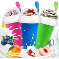thumbnail image 1 of Slushie Cup, 3 Pack Slushy Maker Cup, Frozen Magic Squeeze Cups for Juice Milk Yogurt Ice Cream Make, DIY Smoothie Cooling Cup with Lid & Straw for Kids Friends Family (Blue+Pink+Green), 1 of 8