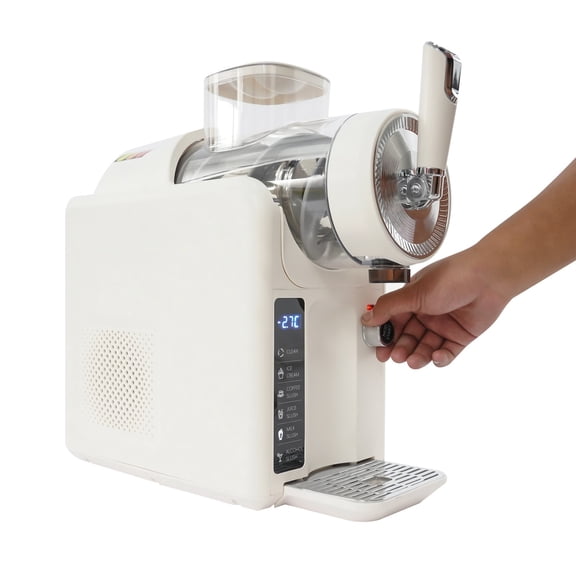 Slushie Machine, Automatic Frozen Drink Maker with 6 Modes for Slush, Ice Cream, Smoothies, Cocktails, 185W Motor, LED Display, Self-Cleaning, Includes Ice Cream Molds, Beige, 110V