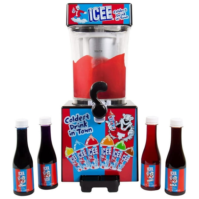 Slushie Machine. Genuine ICEE Home Countertop Slushie Maker & ICEE Syrup 4Pack Bundle. ICEE