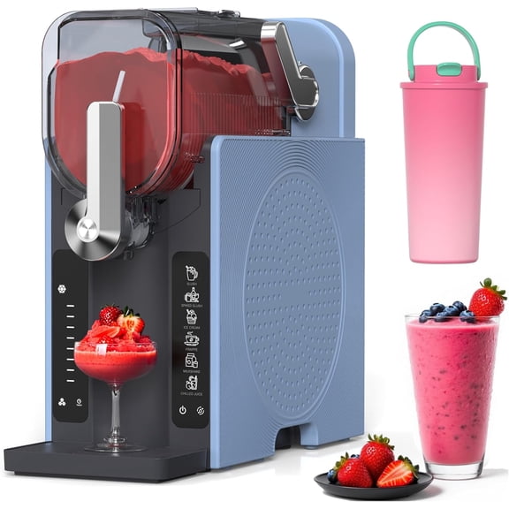 Slushie Machine Slushy for Home No Ice Need Soft Serve Ice Cream Maker & Margarita Machine Auto-Cleaning 6 Presets for Milkshakes Frapps Frozen Drink and More Blue 1 Insulated Cup