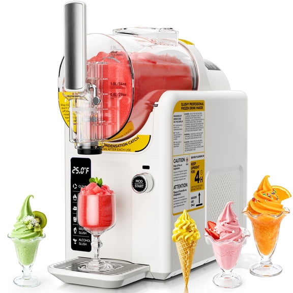Slushie Machine & Soft Serve Ice Cream Machine, No Ice Needed, Self-Cleaning, 5 Presets for Soft Serve, Frozen Drink