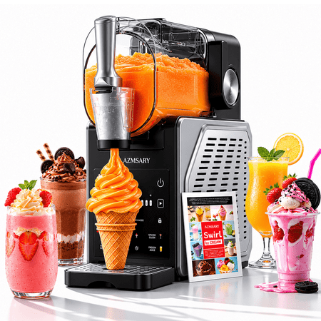 Slushie Machine, Ice Cream Maker, Slushy Machine for Home, No Ice Needed with Rapid Chill & Temperature Control, Self- Cleaning, Perfect for Frozen Margaritas, Frappes