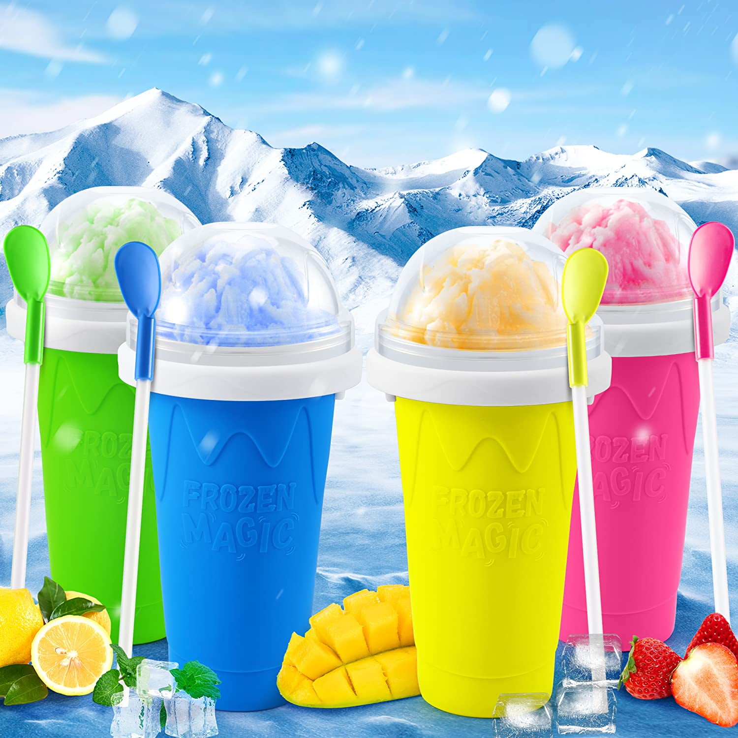 Magic Smoothie Cups - Squeeze Smoothie Cups for Ice Cream Freezer Cups Ice Cream Machine Makers for Home Kids Portable Cooling Shake Cups