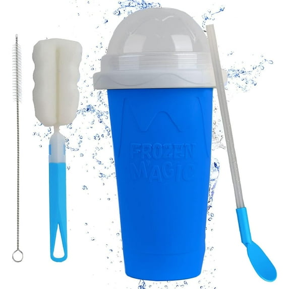 Slushy Cup 500ml Slushie Maker Ice Cup Silica Cup Pinch Cup Summer Cooler Smoothies Cup Double Layer Squeeze Cup Slush Maker Cup Home DIY Smoothie Cup for Children and Adult