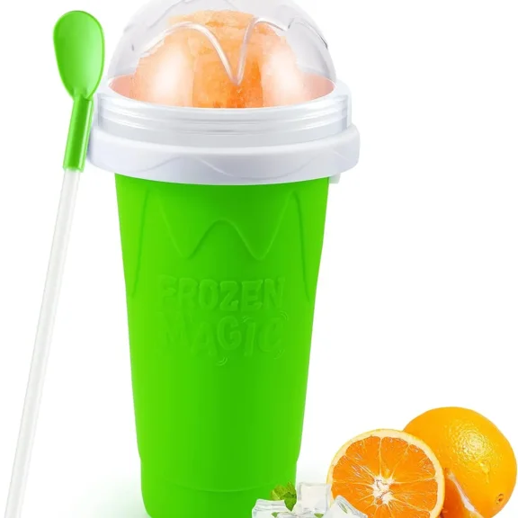 Slushy Cup, Freeze, Squeeze and Enjoy! Slushie Magic Cup, Homemade DIY  Gadget with Lid & Straw Spoon  350ML, Washable, BPA free Kitchen Utensils Mug