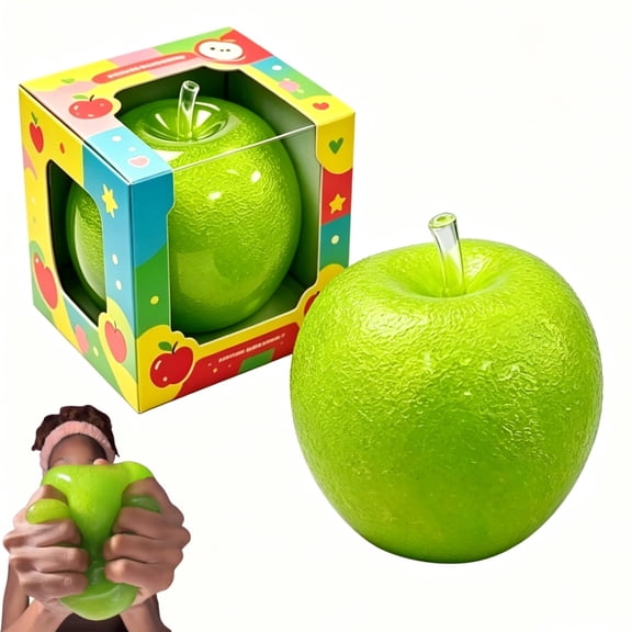 Slushy Green Apple Squeeze Toy, Crunchy Ice Textured Squishy Stress Ball, Sensory Fidget Toy for Anxiety Relief Home Office Use