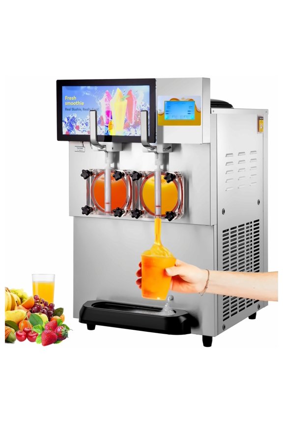Slushy Machine 8L Double Bowl Margarita Maker, 1155W Stainless Steel Frozen Drink Machine for Party, Bars, Restaurants, Home