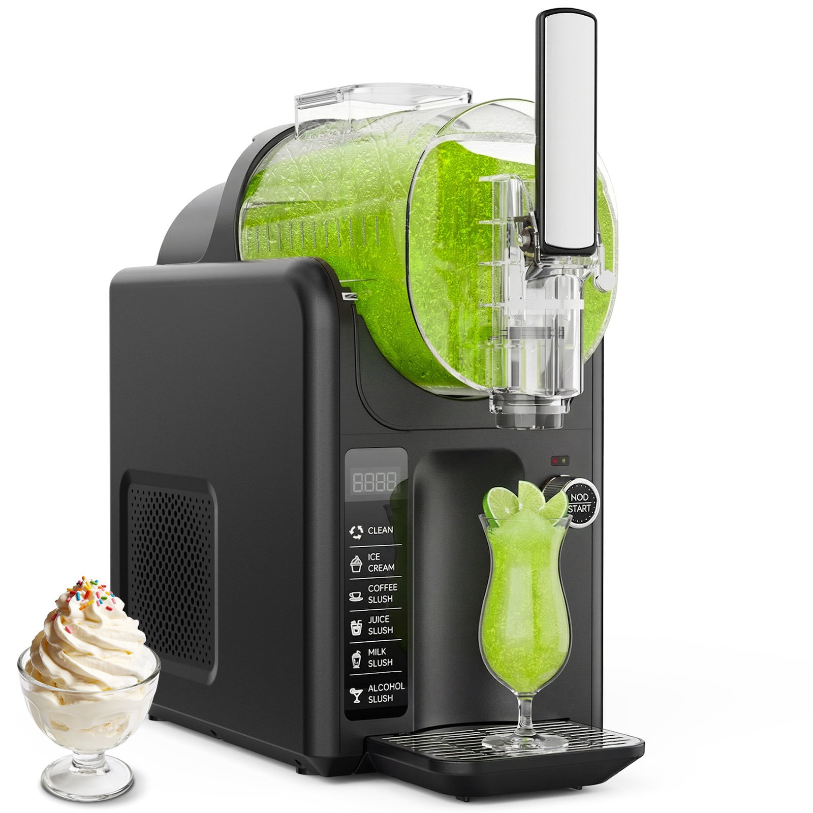 Slushy Machine for Home No Ice Needed  Slushie Machines 5-in-1 Frozen Drink & Ice Cream Maker with LED Display, 5 Pre-Set Programs, Auto Clean, Quiet