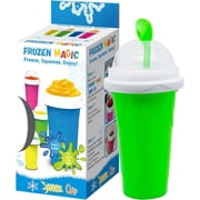 Slushy Maker Cup Frozen Magic Squeeze Cup Travel Portable Double Layer Silica Pinch Cup Summer Cooler Smoothie Cup Homemade Slushie Milkshake Maker DIY for s & Adults