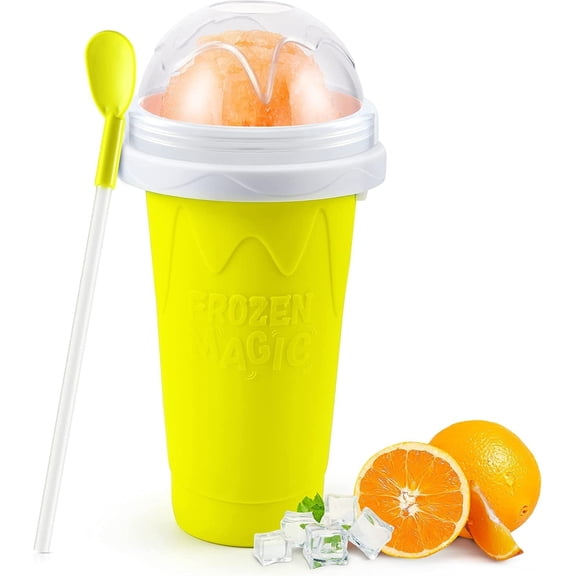 Slushy Maker Cup Frozen Magic Squeeze Cup Travel Portable Double Layer Silica Pinch Cup Summer Cooler Smoothie Cup Homemade Slushie Milkshake Maker DIY for s & Adults