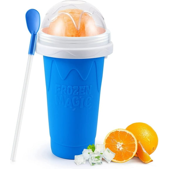 Slushy Maker Cup - TIK TOK Quick Frozen Magic Squeeze Cup, Double Layers Slushie Cup, DIY Homemade Squeeze Icy Cup, Fasting Cooling Make And Serve Slushy Cup For Milk Shake, Smoothies, Slushies