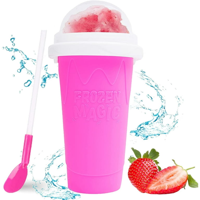 QwayHome 2PC Slushie Maker Cup,DIY Frozen Magic Slushy Cup,Double Layers  Silica Smoothie Pinch Ice Cup,Quick Cooling Cup Homemade Milk Shake Ice  Cream