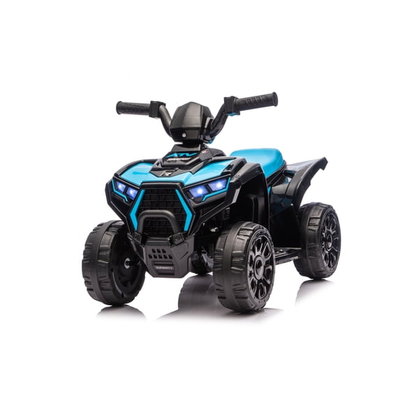 Sluting 6V Kids Electric Mini Ride-On Quad Toy Black Blue, Battery Powered 4-Wheeler with Anti-Slip Wheels Low Gravity Stable Toy Car Indoor Outdoor Play Gift for Toddlers 3-5 Years Old