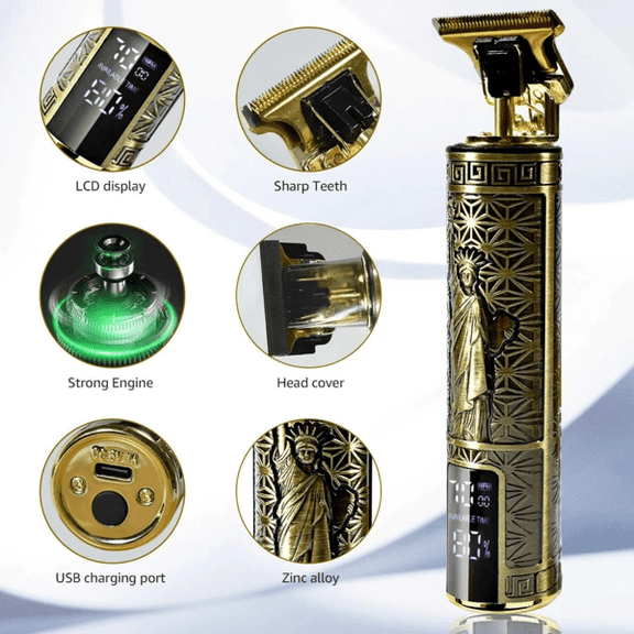 Sluting LCD Professional Hair Clippers Beard Trimmer Men Hair Cutting Cordless Barber Shaving Machine