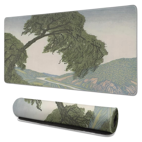 Slwed Trees with Rivers desk Mouse Padwaterproof,rubber+multispandexno Slip MousepadsDesk Pad for Office Home Game 31.5x15.7inches