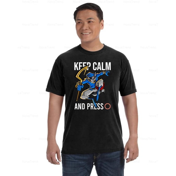 Sly Cooper Comfort Color T-Shirt Keep Calm and Press O Classic Game Style, Unisex, up to size 4XL