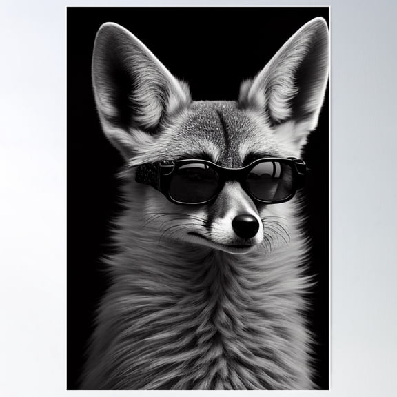 Sly Fox: Fox In Shades Poster Wall Art, Modern Wall Decor For Living Room Bedroom, 8x12 UNFRAMED