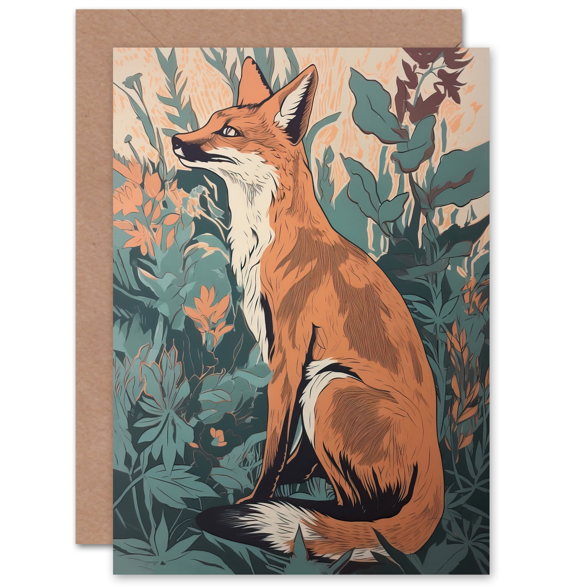 Congratulations Fox Sly Fox Vintage Botanical for Him or Her Man Woman Birthday Thank You ...