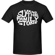 Sly Rock and The Family Music Stone Band Logo T Shirt Men's Casual Tee Cotton Round Neck Short Sleeve T-Shirts Black Small
