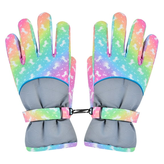 Sylfairy Kids Gloves Winter Snow Gloves Waterproof Ski Gloves for Girls, Toddler Snow Gloves Outdoor Snowboard Gloves