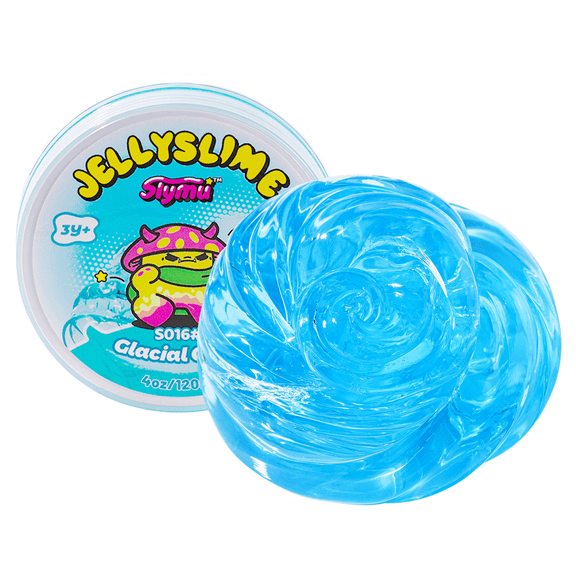 Slymu Jelly Slime Glacial Ooze - Clear, Blue, Unscented, Sensory Fidget Toys, 7 oz, Stress Relief, ASMR, Crisp Texture, Party Favors for Kids, Birthday Gifts for Girls and Boys, Goodie Bag Stuffers