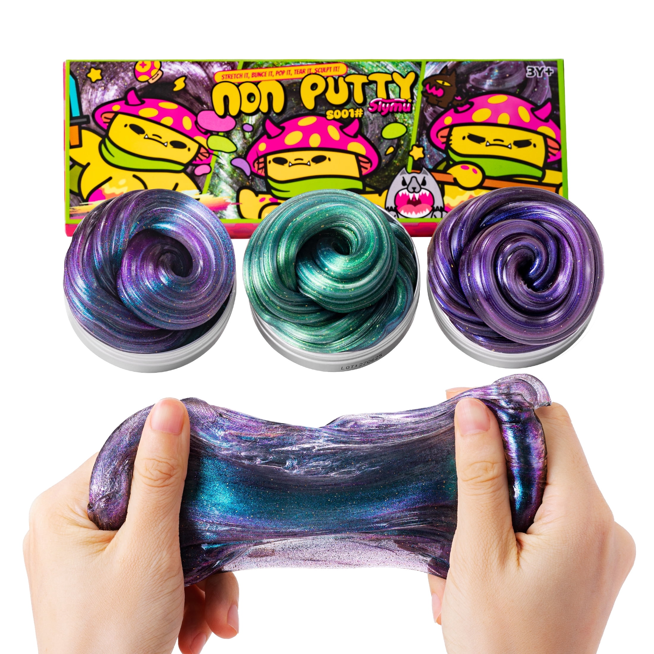 Slymu Nonputty Magic Shifters Collection Liquid Glass Slime Triple