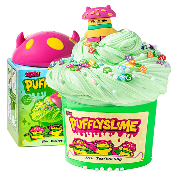 Slymu Puffly Slime Mel Fizz - Cloud, Green, Sensory Fidget Toys, Stress Relief, ASMR Toys, Party Favors for Kids , Birthday Gifts for Girls and Boys, Goodie Bag Stuffers