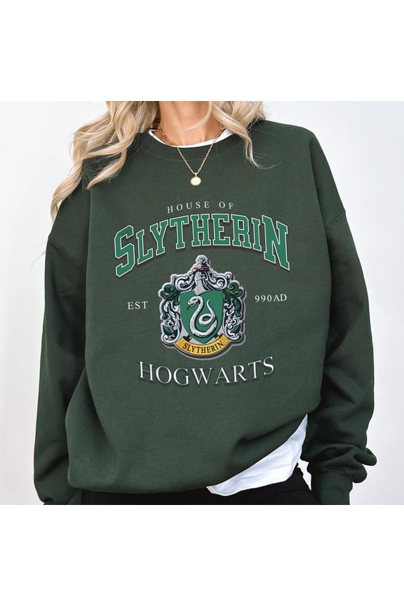 Slytherin Sweatshirt, Hogwarts House Sweatshirt, Magic School Sweatshirt - Sizes S-5XL ,Art Print JSC