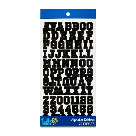 Hello Hobby Black Print Block Alphabet Stickers, 79 Count