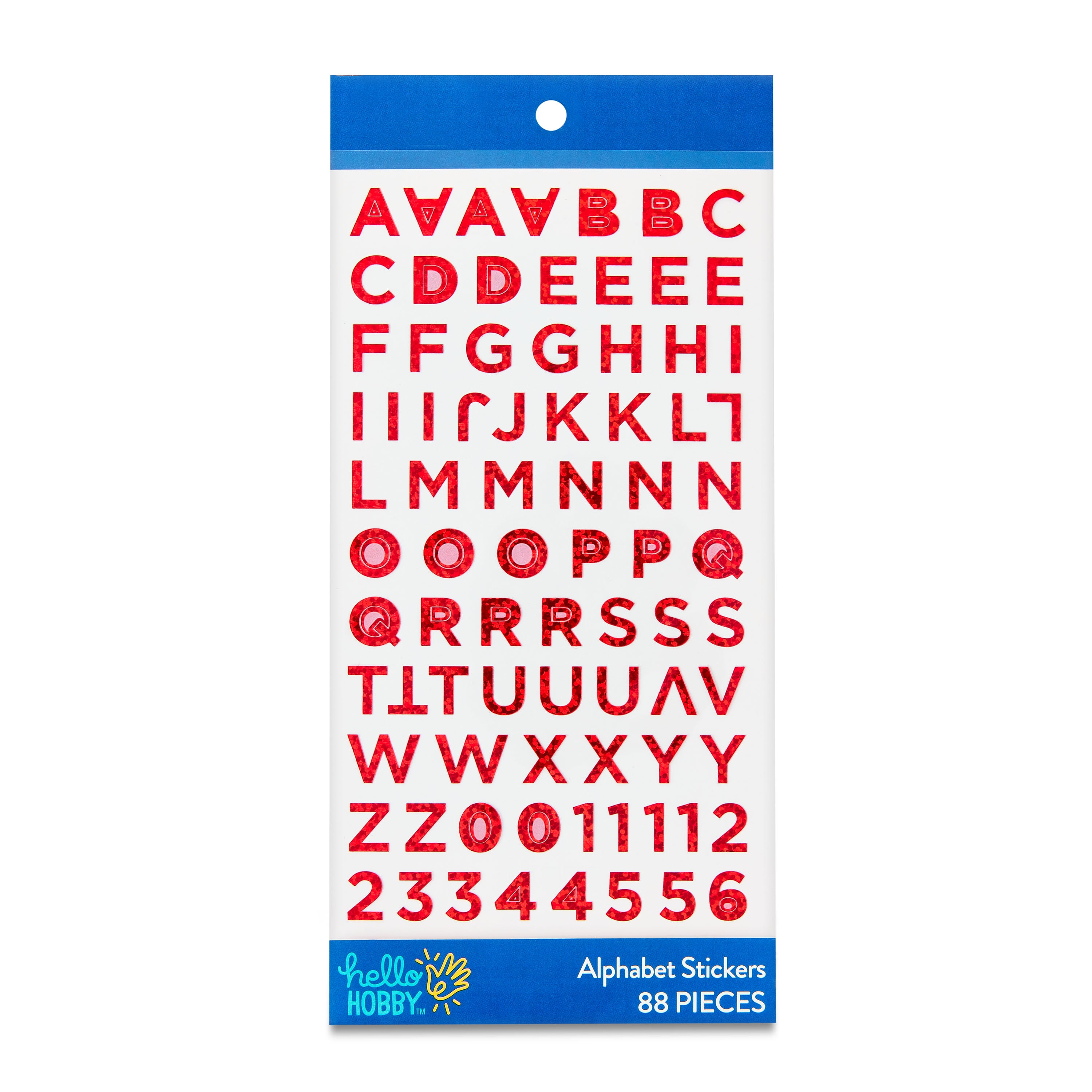 Hello Hobby Red Prism Foil Alphabet Stickers, 88 Count