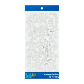 Hello Hobby Silver Foil Alphabet Stickers, 52 Count