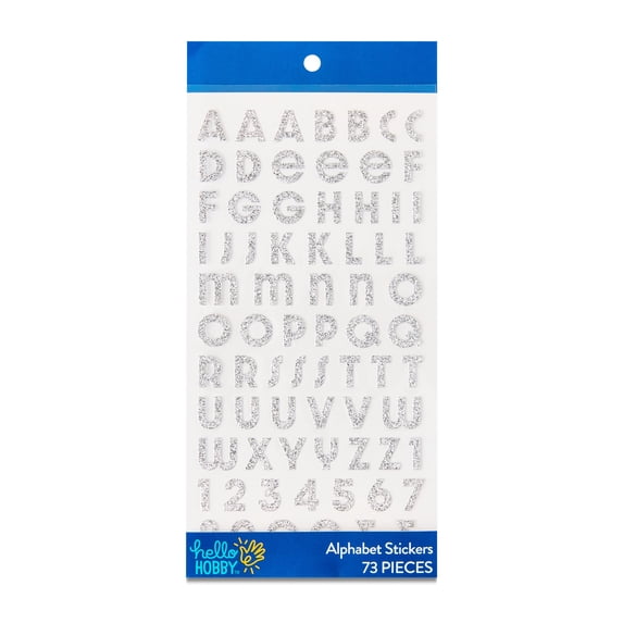Hello Hobby Silver Glitter Alphabet Stickers, 73 Count Letters A to Z ...