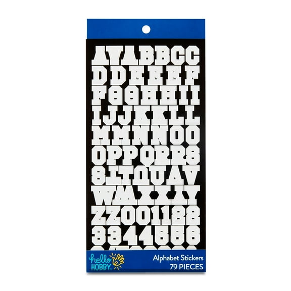 Hello Hobby White Print Block Alphabet Stickers, 79 Count