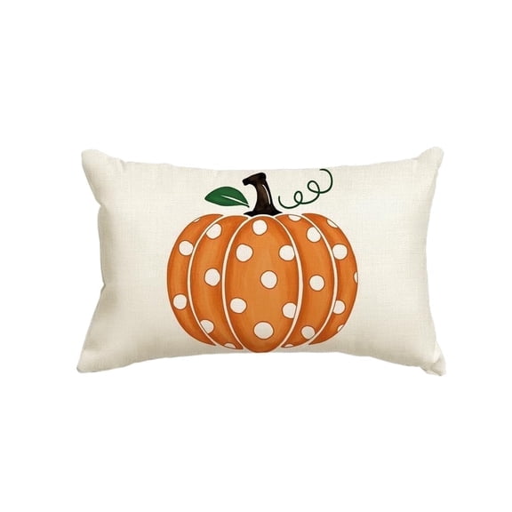 Sm:)e 12 x 20 Fall Pillow Cover Polka Dots Pumpkin Decorative Outdoor Cushion Cover