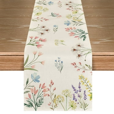 Sm:)e 13 x 72 inch Flowers Floral Spring Table Runners for Summer