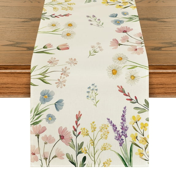 Sm:)e 13 x 90 inch Flowers Floral Spring Table Runners for Summer