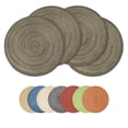 thumbnail image 1 of Sm:)e 15 Inch Round Braided Placemats Set of 4, Cotton Polyester Washable Heat Resistant Placemats, Decor for Kitchen Dining Table and Party(Coffee), 1 of 7