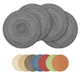 thumbnail image 1 of Sm:)e 15 Inch Round Braided Placemats Set of 4, Cotton Polyester Washable Heat Resistant Placemats, Decor for Kitchen Dining Table and Party(Grey), 1 of 7