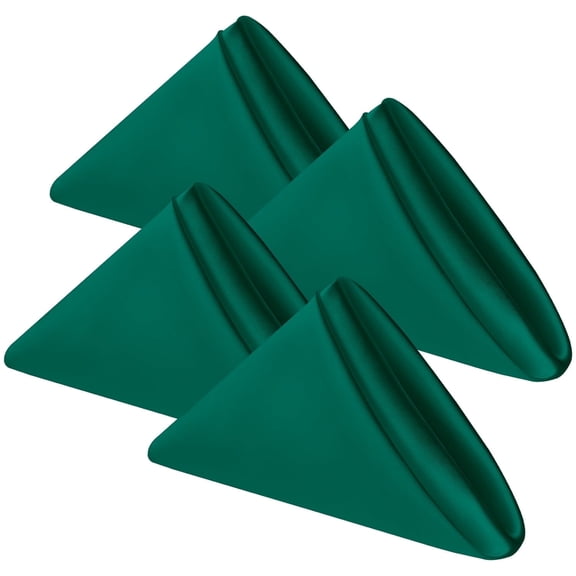 Sm:)e 17x17 inch 4 Pack Satin Napkins for Dinner Lunch Wedding Party, Silky Smooth Washable, Green, Square