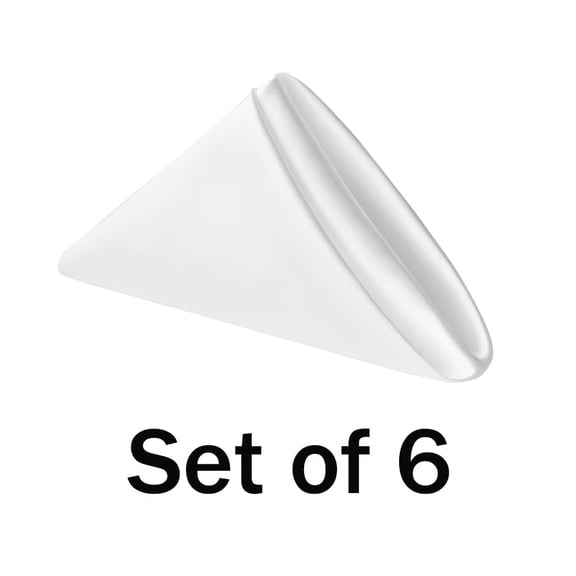 Sm:)e 17x17 inch 6 Pack Satin Napkins for Dinner Lunch Wedding Party, Silky Smooth Washable, White, Square