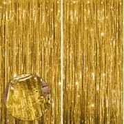 Sm:)e 2-Pack Light Pink Foil Fringe Curtains for Events - Birthday, Wedding, Graduation, Christmas, Baby Shower, various festivals Decor Photo Booth Fun!