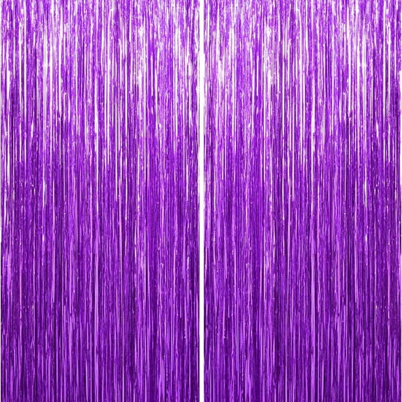 Sm:)e 2-Pack Light Bright Rose Red Foil Fringe Curtains for Events - Birthday, Wedding, Graduation, Christmas, Baby Shower, various festivals Decor Photo Booth Fun!