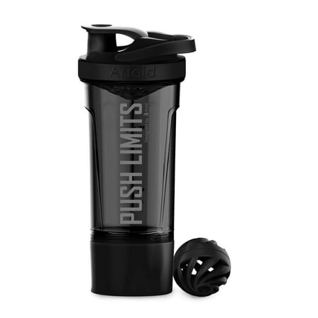 Sm:)e 24 oz Black Protein Shaker Bottle with Blender Balls Mixing Grids